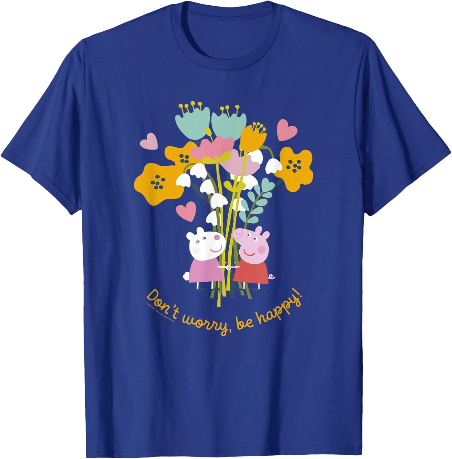 Peppa Pig Don't Worry Be Happy Floral Logo T-Shirt - T-Shirt | Royal