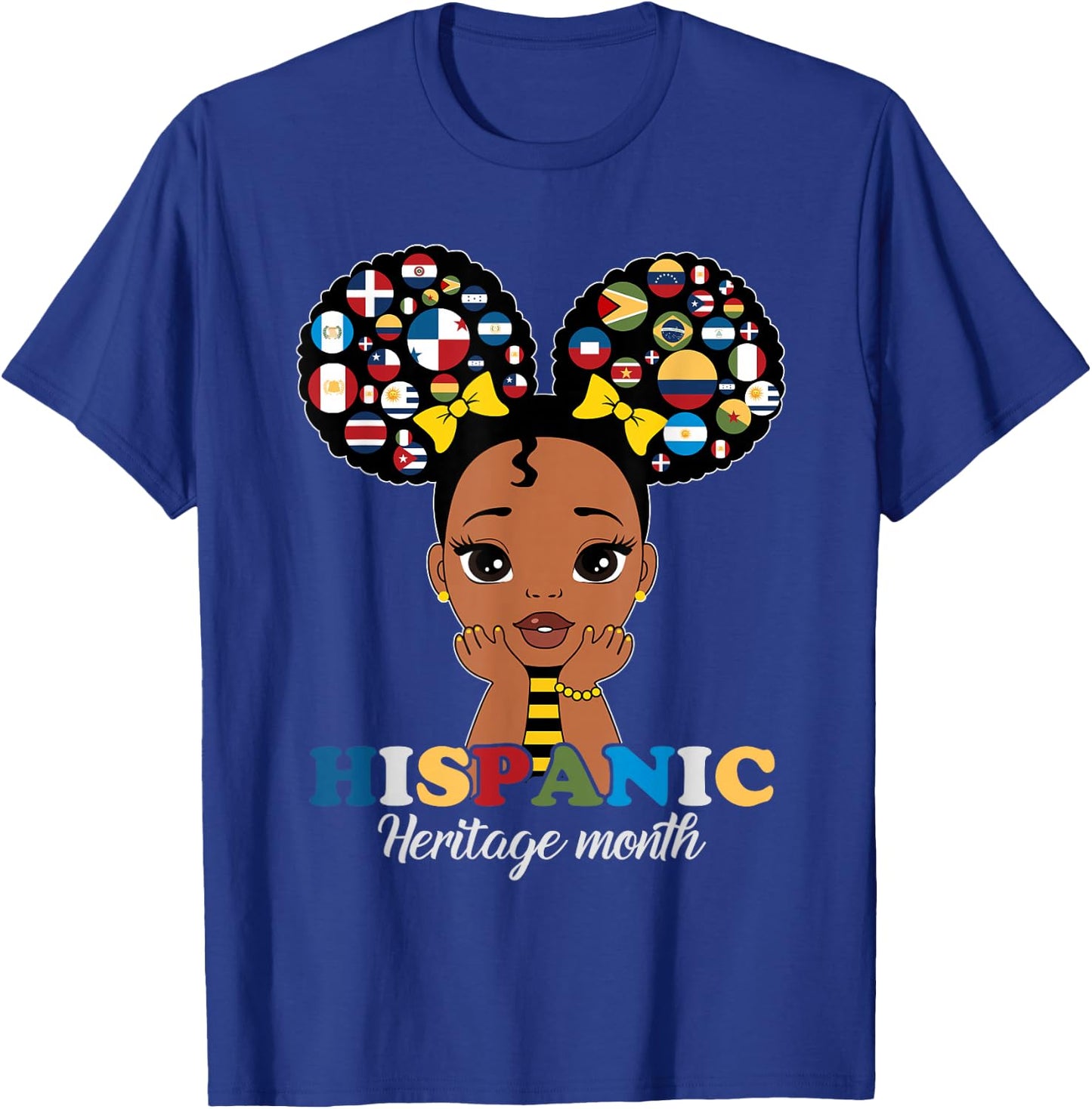 Girls Hispanic Heritage Month Latino Countries Flags Kids T-Shirt - T-Shirt | Royal