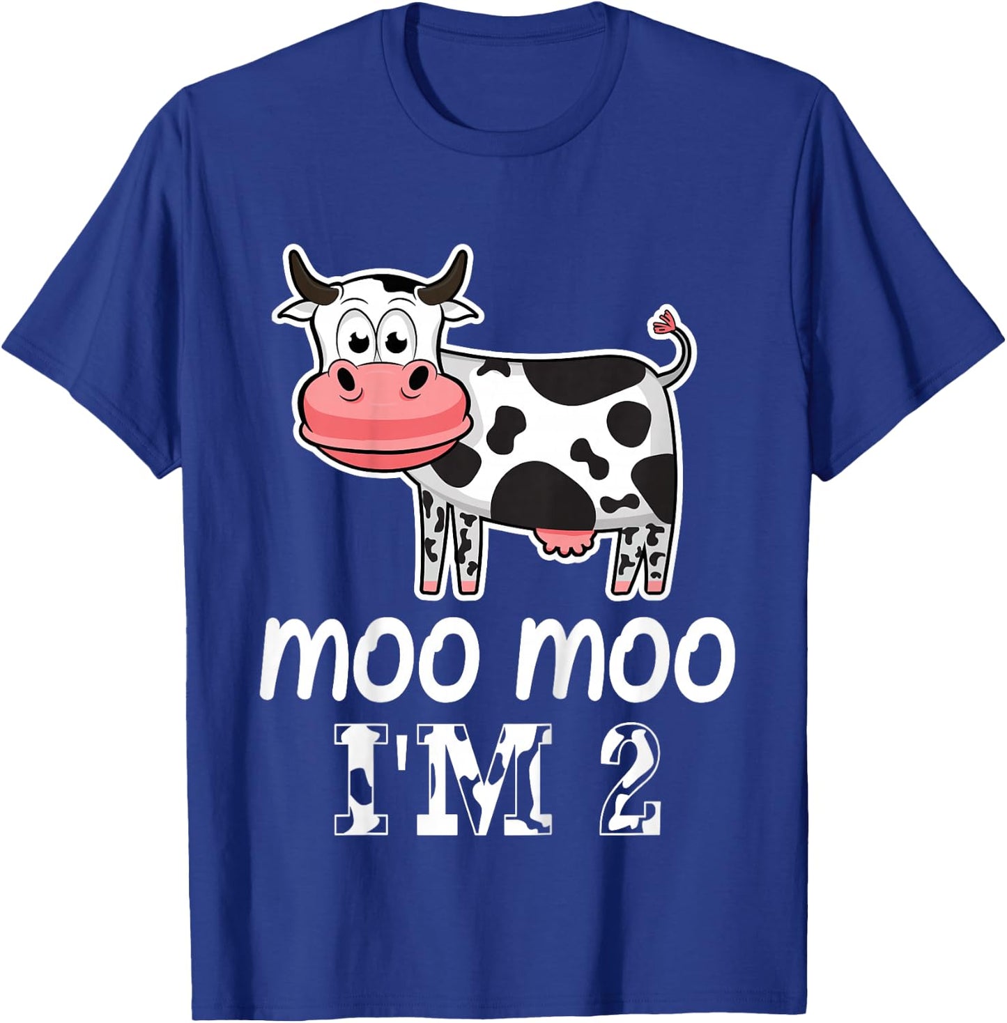 Moo Moo I'm Two Cute Cow 2 Years Old Birthday Party Kids T-Shirt - T-Shirt | Royal