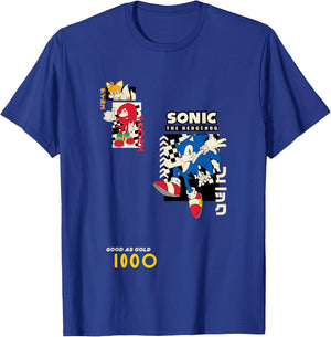 Sonic The Hedgehog Good As Gold Vintage Kanji Panels T-Shirt - T-Shirt | Royal