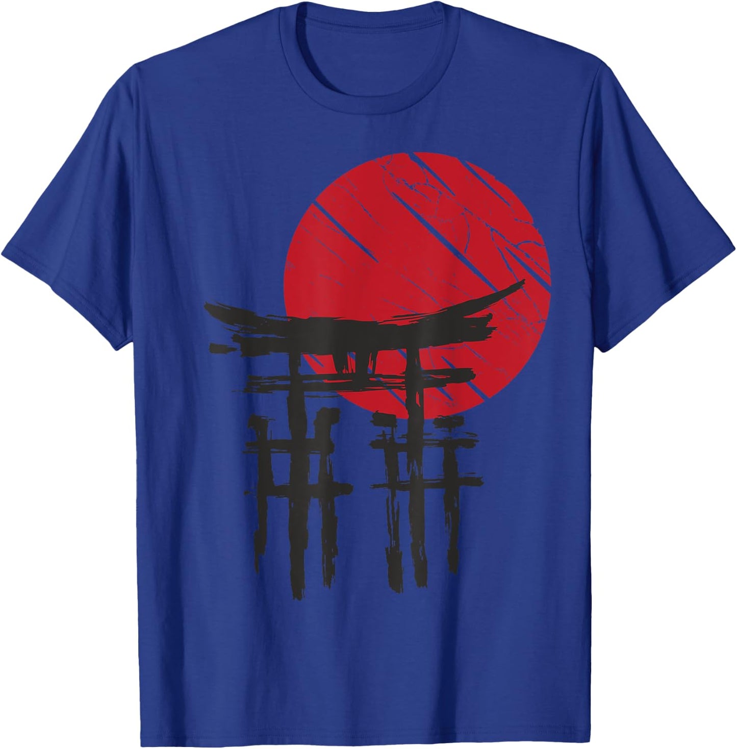 Japanischer Tempel Anime Japan Red Moon Vintage Art Samurai T-Shirt - T-Shirt | Royal