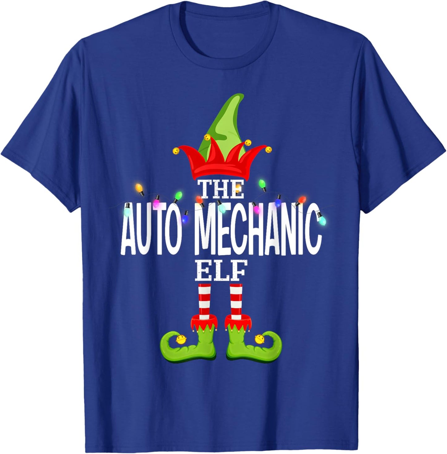 The Auto Mechanic Elf Christmas Matching Pajamas T-Shirt - T-Shirt | Royal