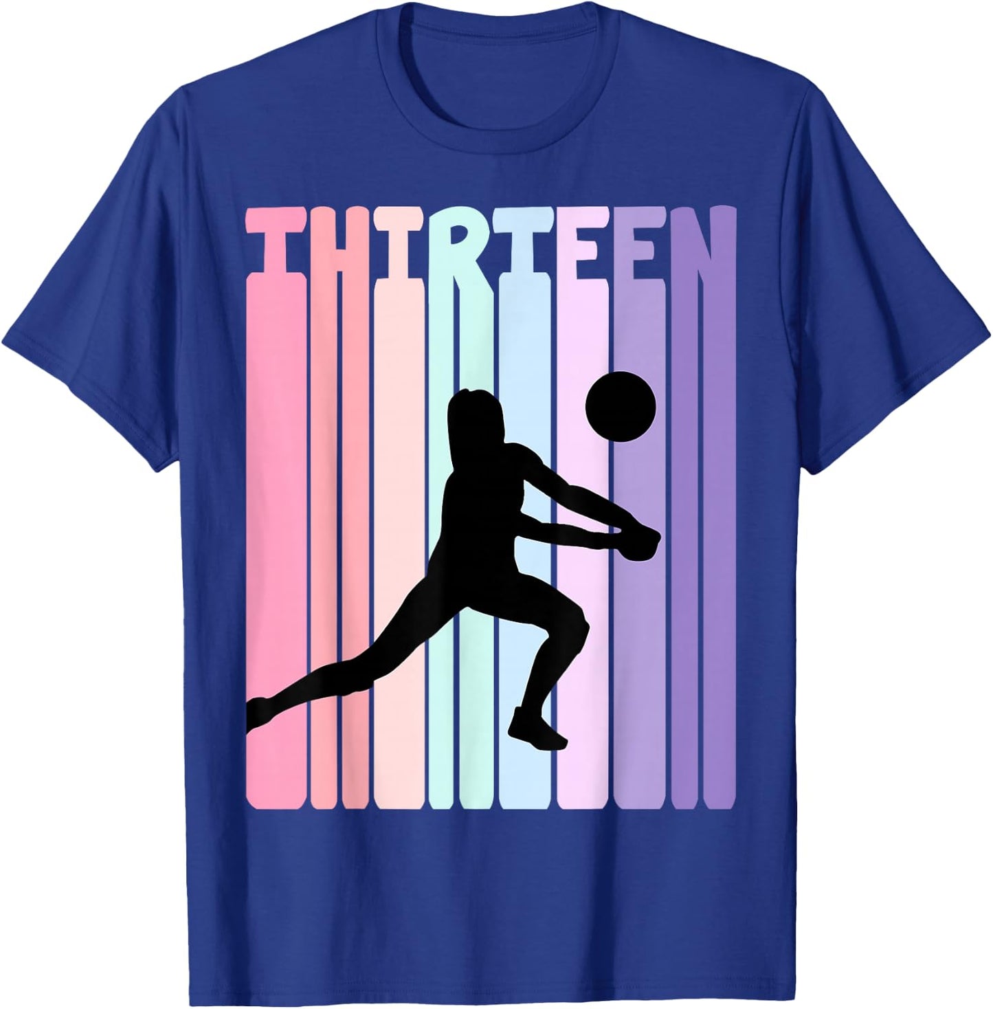 13th Birthday Retro Volleyball Girl Player 13 Years Old Kids T-Shirt - T-Shirt | Royal
