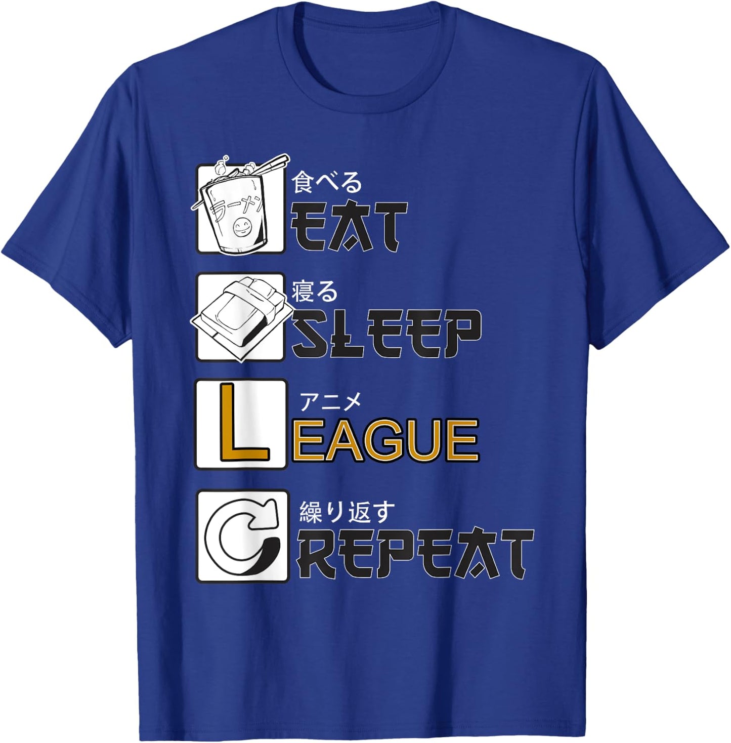 Eat Sleep League Repeat Gamer Gaming , black T-Shirt - T-Shirt | Royal