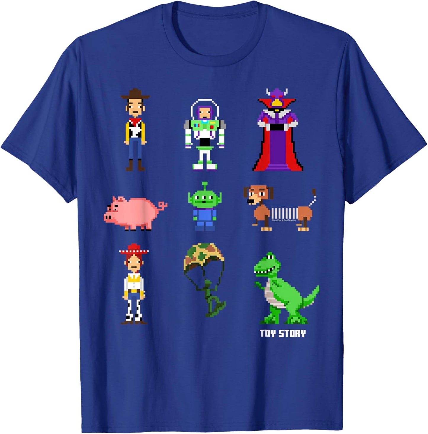 Disney Pixar Toy Story Pixel Toys 8 Bit Retro Style Icons T-Shirt - T-Shirt | Royal