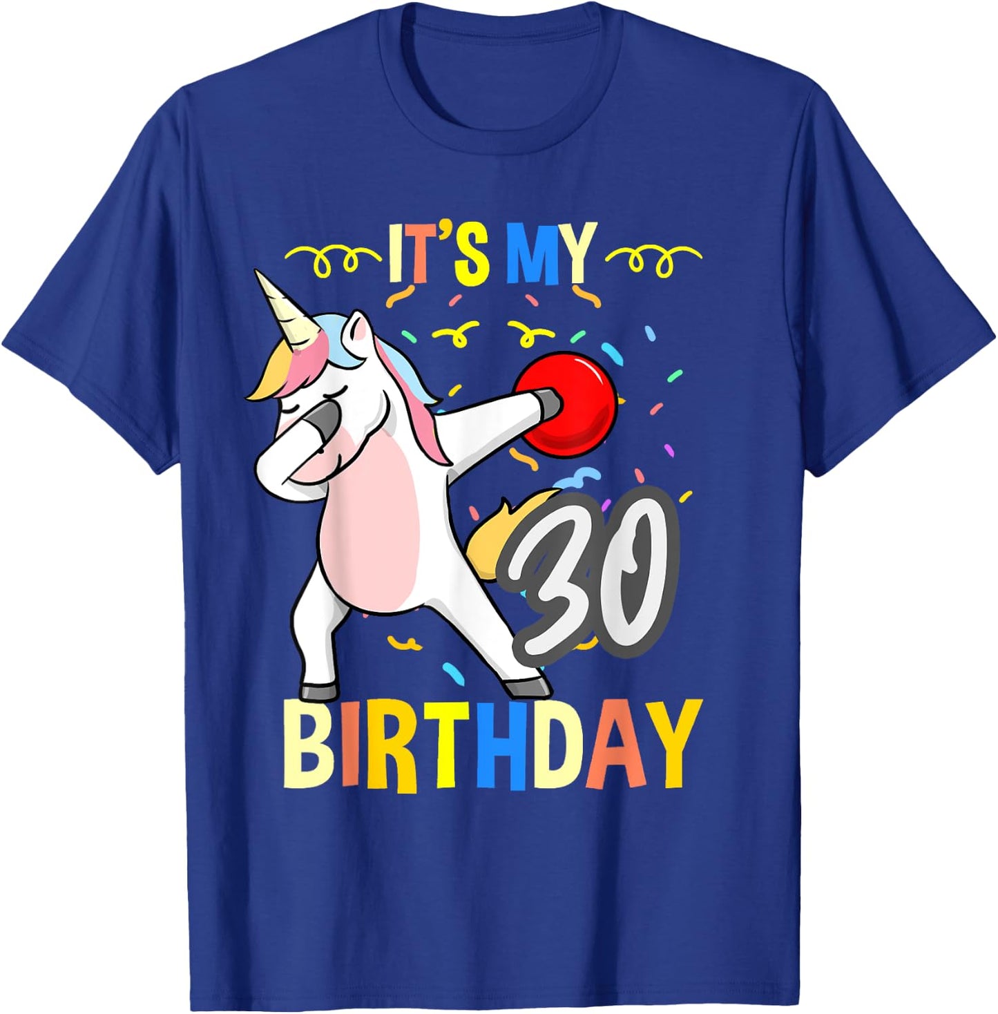 Its My 30th Birthday Dabbing Unicorn Bowling T-Shirt - T-Shirt | Royal