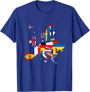 Europe, European flags, European flags, map of Europe. T-Shirt - T-Shirt | Royal