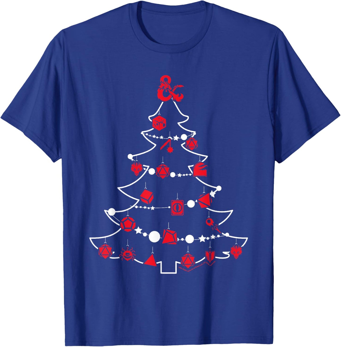 Dungeons & Dragons Christmas Tree Dice Baubles T-Shirt - T-Shirt | Royal