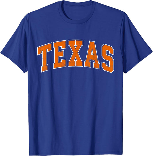 Texas TX Vintage Sports Orange Design Women Boy Girl T-Shirt - T-Shirt | Royal