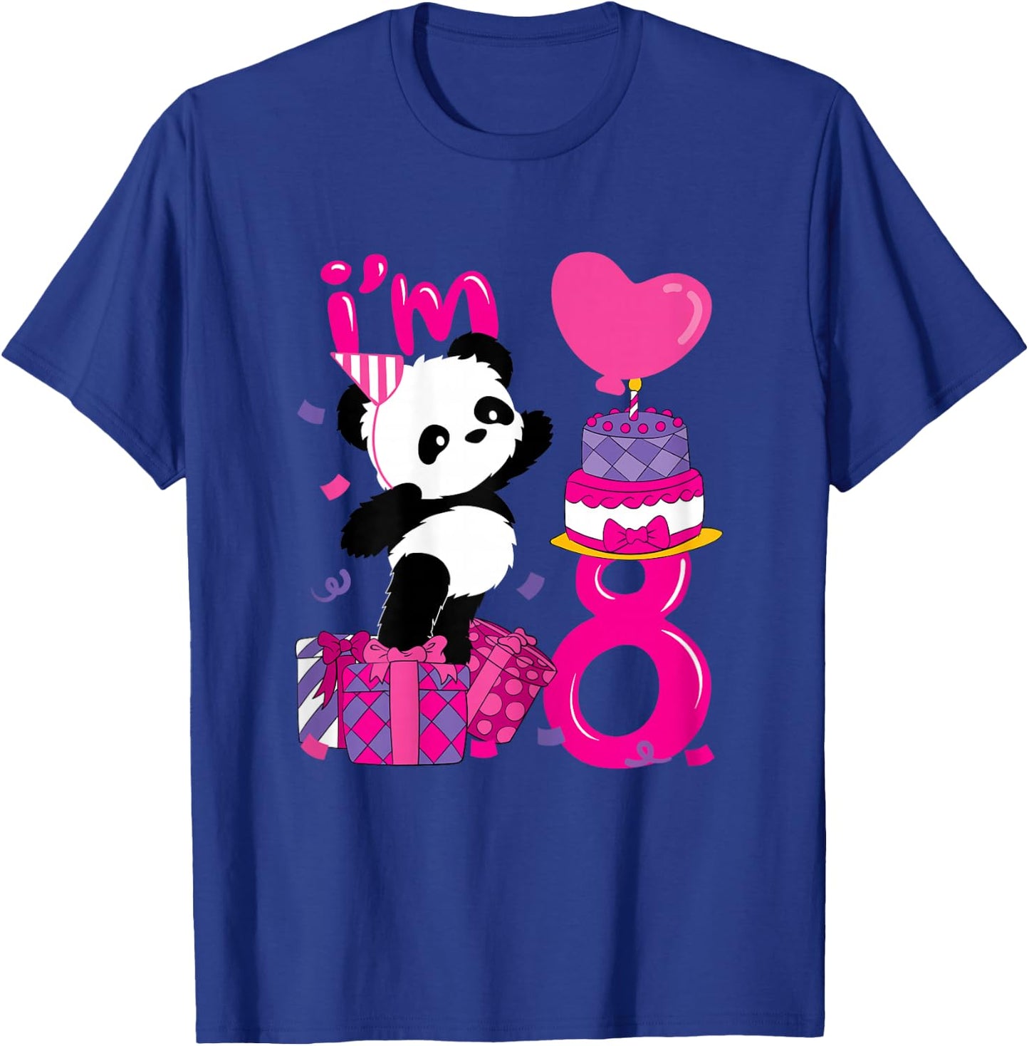 8 Years Old Girl Birthday Panda T-Shirt - T-Shirt | Royal