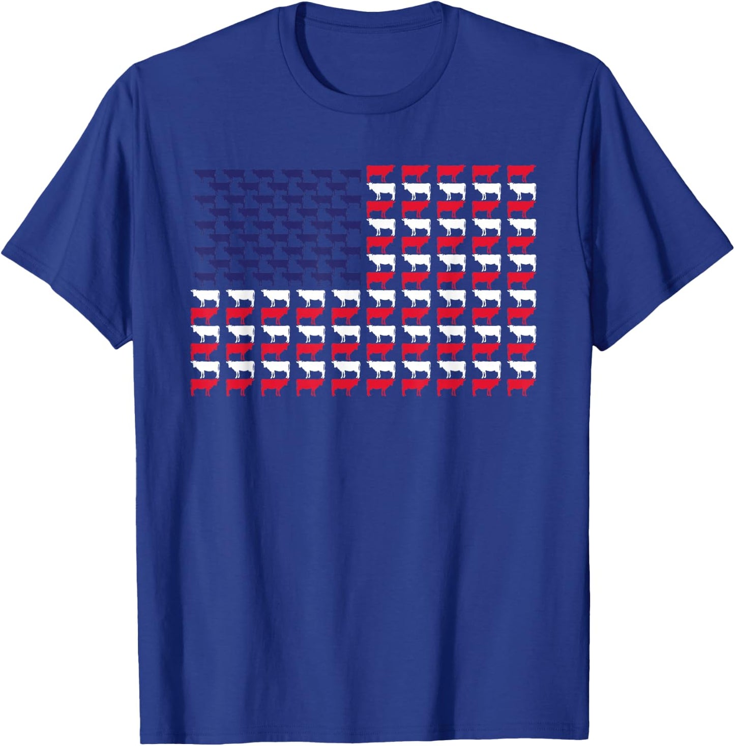 Cow American Flag 4th of July Patriotic T-Shirt - T-Shirt | Royal