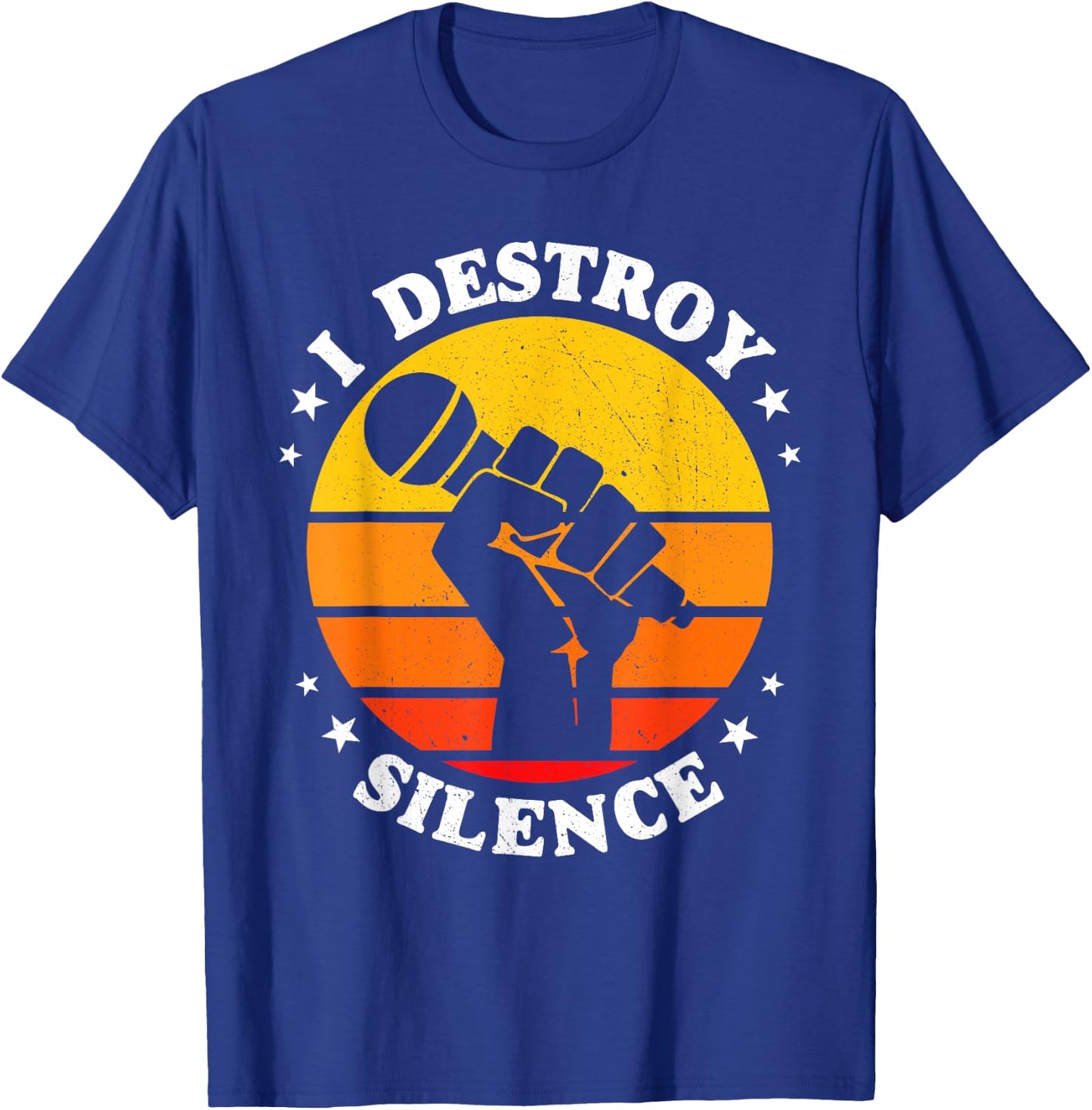 I Destroy Silence Singer Microphone T-Shirt - T-Shirt | Royal