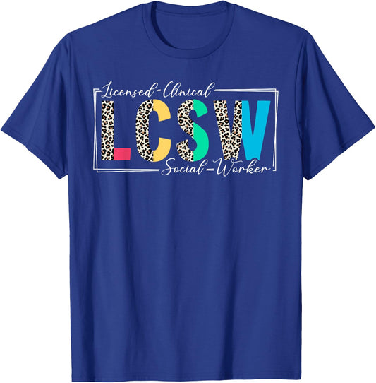 Licensed Clinical Social Worker Leopard LCSW T-Shirt - T-Shirt | Royal