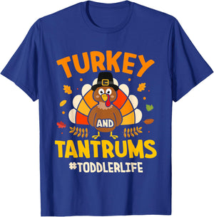 Funny turkey and tantrums toddler for thanksgiving family T-Shirt - T-Shirt | Royal