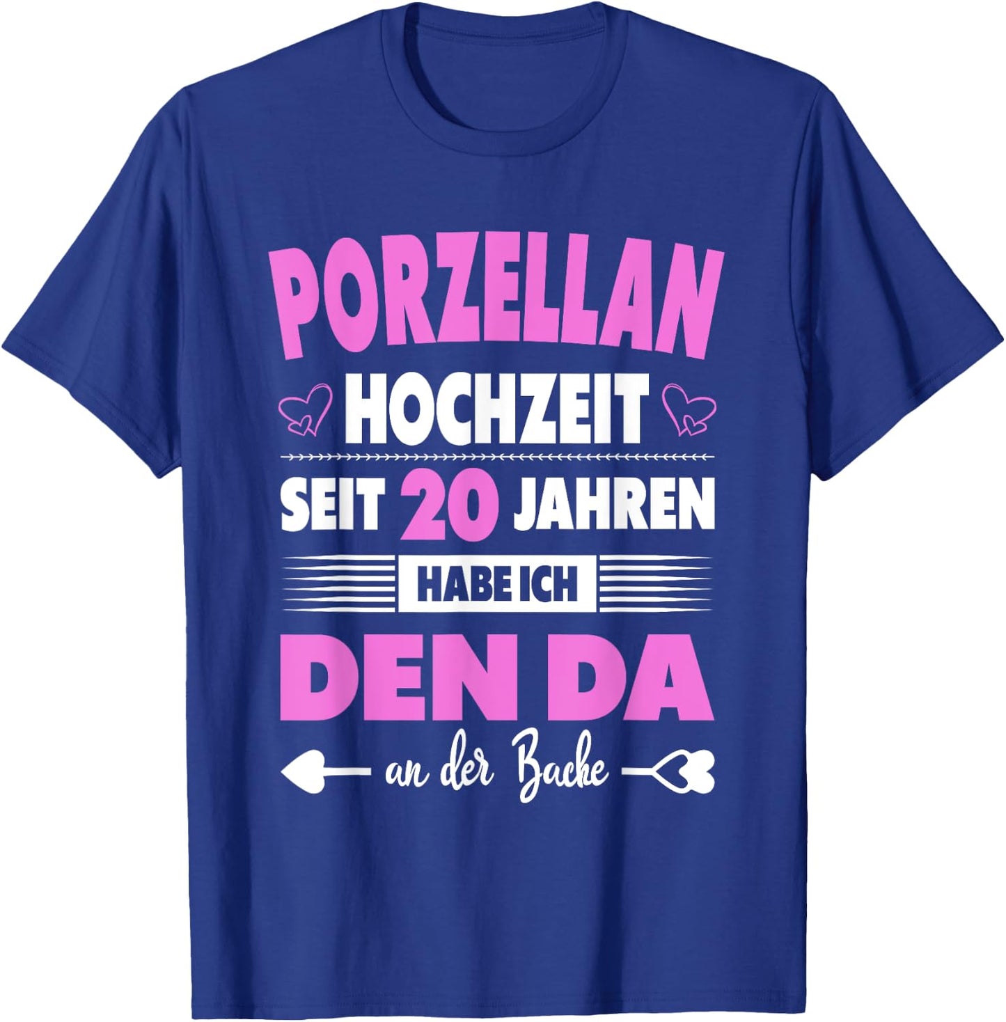 20th Wedding Anniversary Wife 20 Years Marriage Porcelain Wedding , black T-Shirt - T-Shirt | Royal