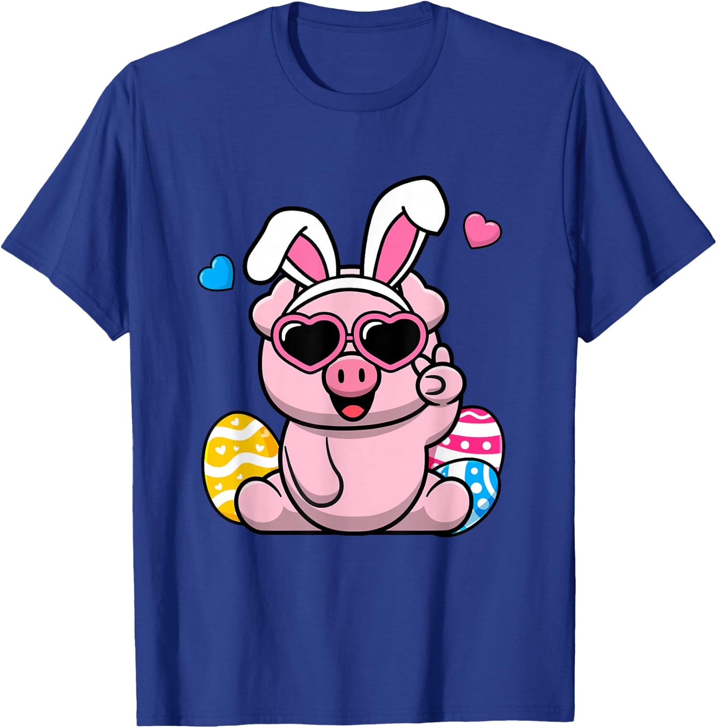 Cute Pig Bunny Ears Easter Day Boy Girl Kids T-Shirt - T-Shirt | Royal