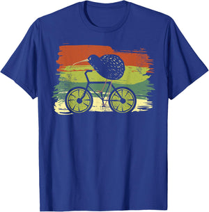 Cycle New Zealand Funny Kiwi on a Bicycle Design Idea design T-Shirt - T-Shirt | Royal