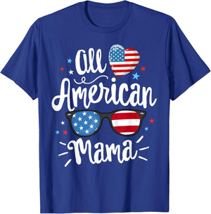 All American Mama Women American Flag 4th of July Patriotic T-Shirt - T-Shirt | Royal