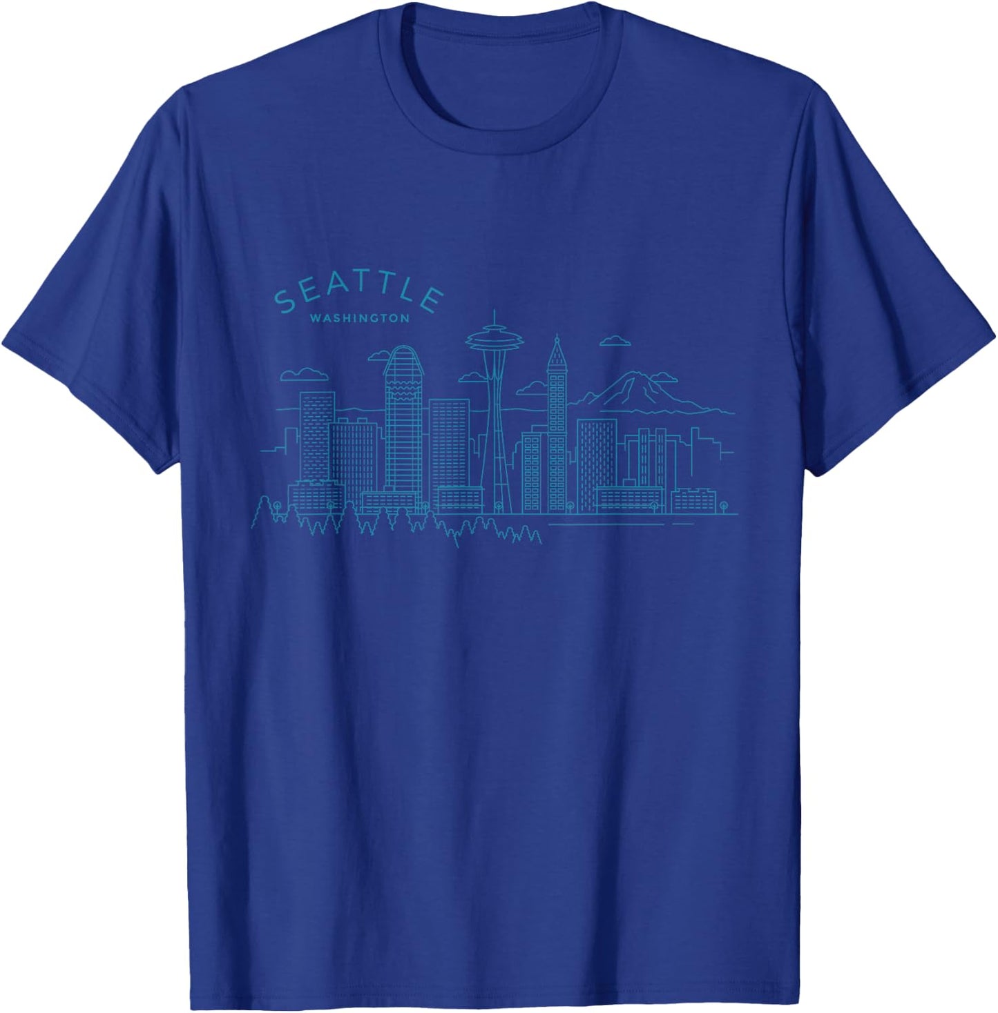 Seattle Skyline Vintage Seattle Washington T-Shirt - T-Shirt | Royal