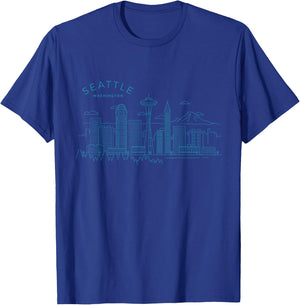 Seattle Skyline Vintage Seattle Washington T-Shirt - T-Shirt | Royal