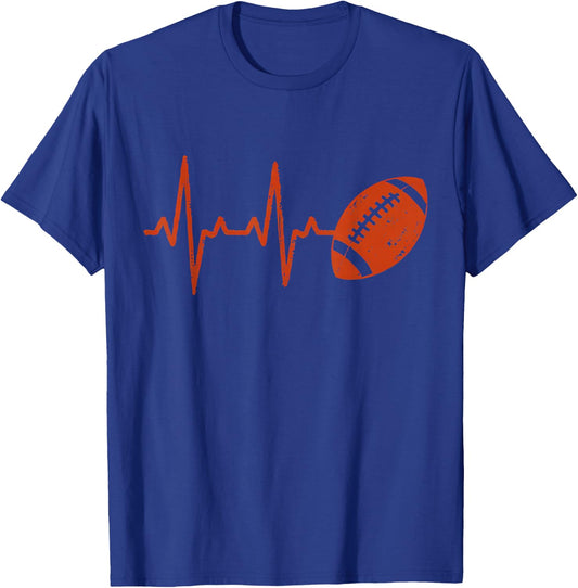 Classic Football - Retro Football Heartbeat T-Shirt - T-Shirt | Royal