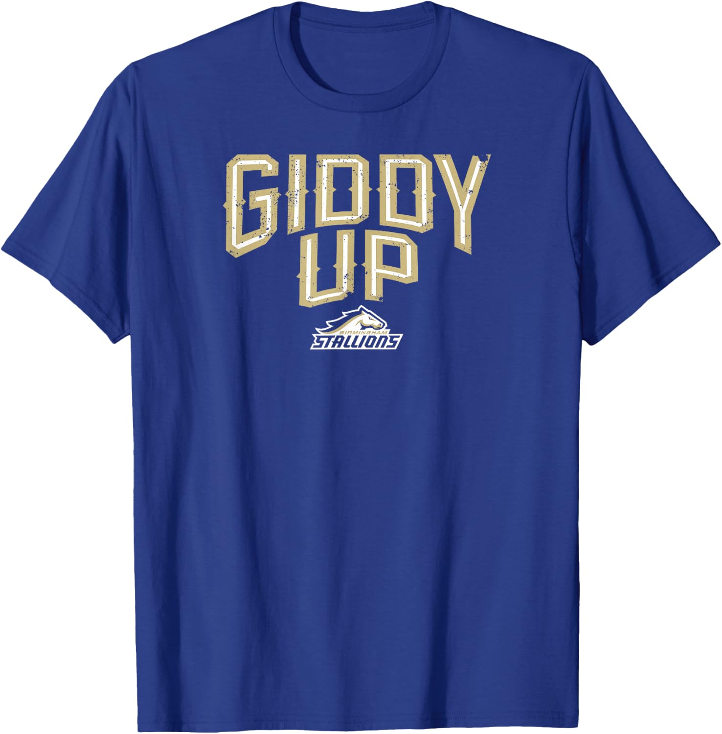 Birmingham Stallions UFL - Giddy Up - Birmingham Football T-Shirt - T-Shirt | Royal