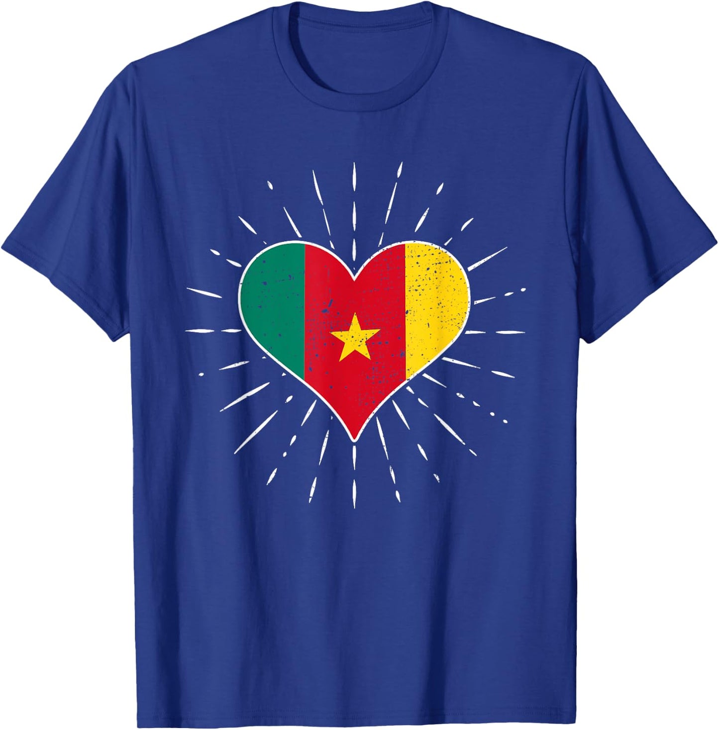 Vintage Cameroonian Flag Heart Cameroon Lovers Retro , Black, S T-Shirt - T-Shirt | Royal
