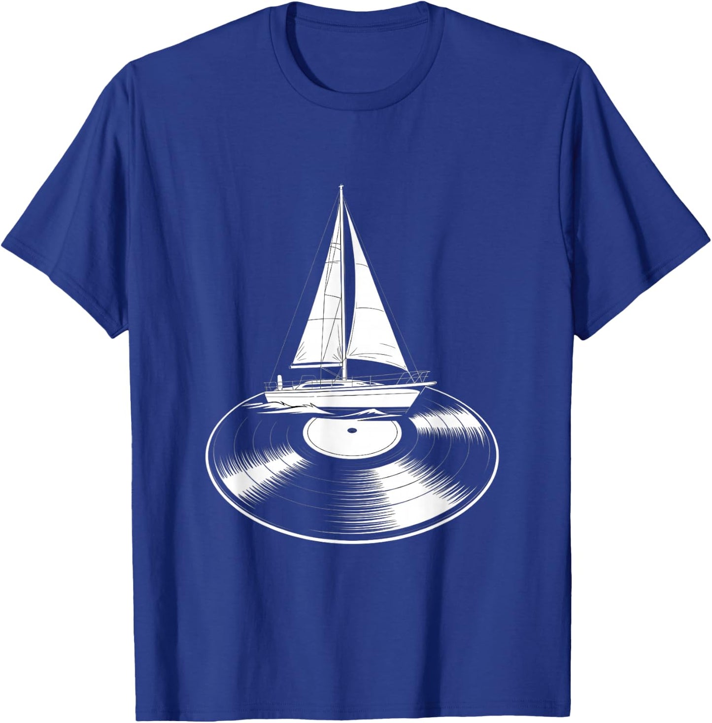 Funny Sailboat Vinyl Record Music Lover Sailing T-Shirt - T-Shirt | Royal