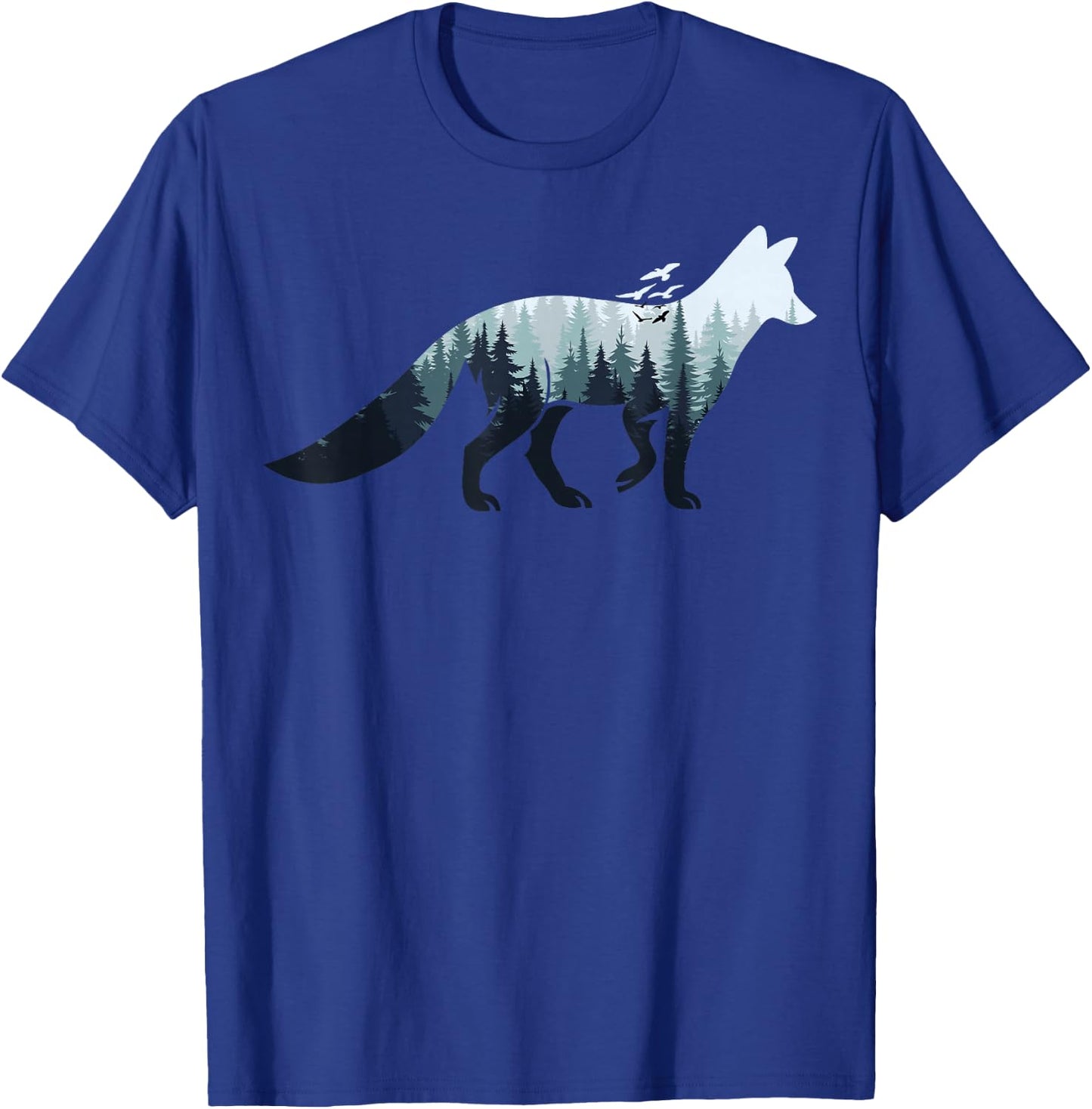 Animal Lovers in Nature with Fox Silhouette , black T-Shirt - T-Shirt | Royal