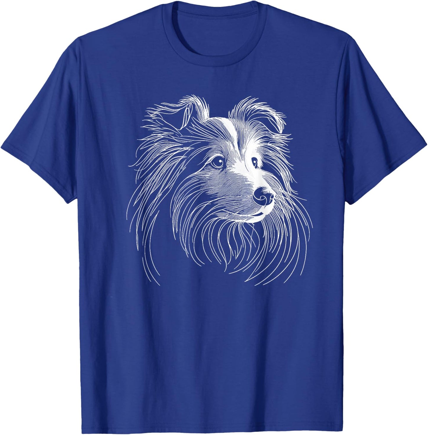 Line Art Shetland Sheepdog Dog Sheltie Women Girls Kids T-Shirt - T-Shirt | Royal