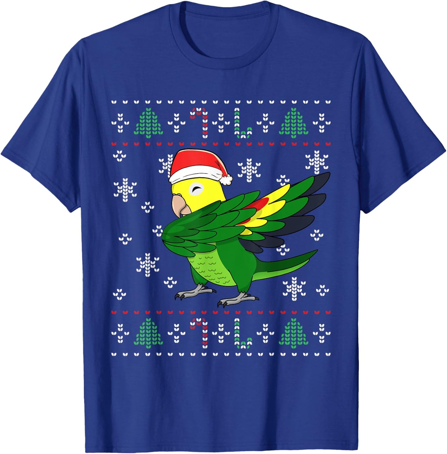 Dabbing Double Yellow-headed Amazon Parrot I Ugly Christmas T-Shirt - T-Shirt | Royal