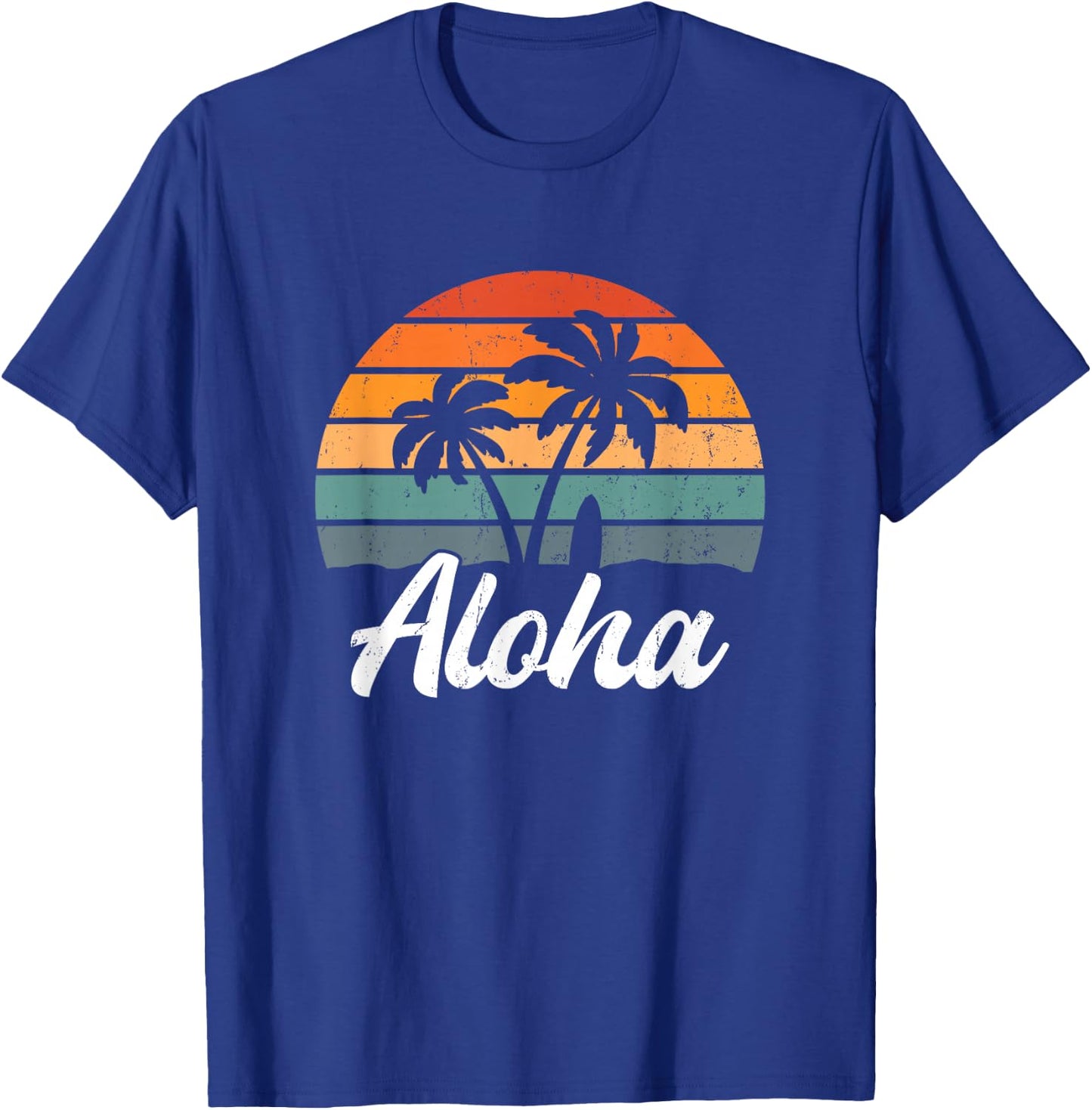 Aloha Hawaiian Shirt Surf Beach Palm Tree , black T-Shirt - T-Shirt | Royal