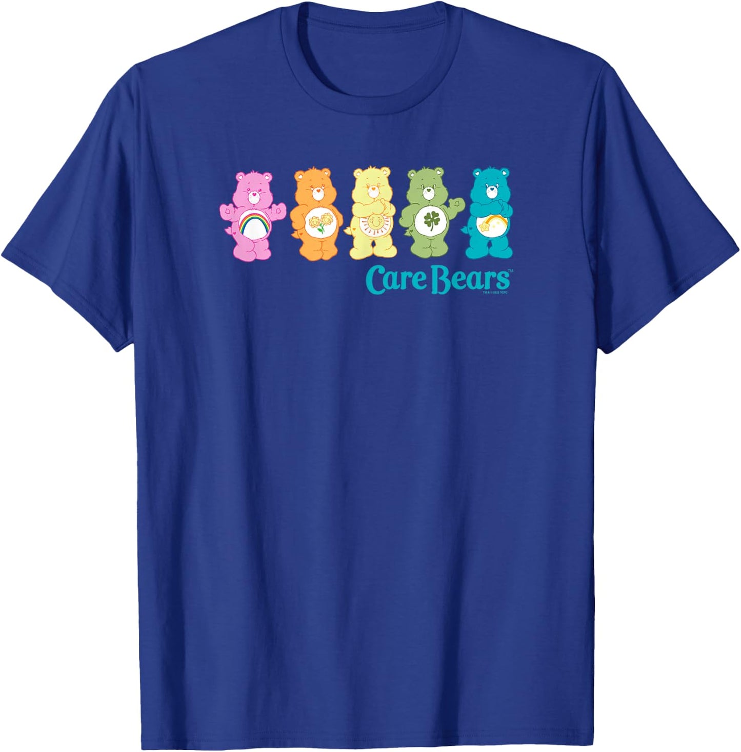 Care Bears Classic Vintage Rainbow Bears Line Up Logo , Black, S T-Shirt - T-Shirt | Royal