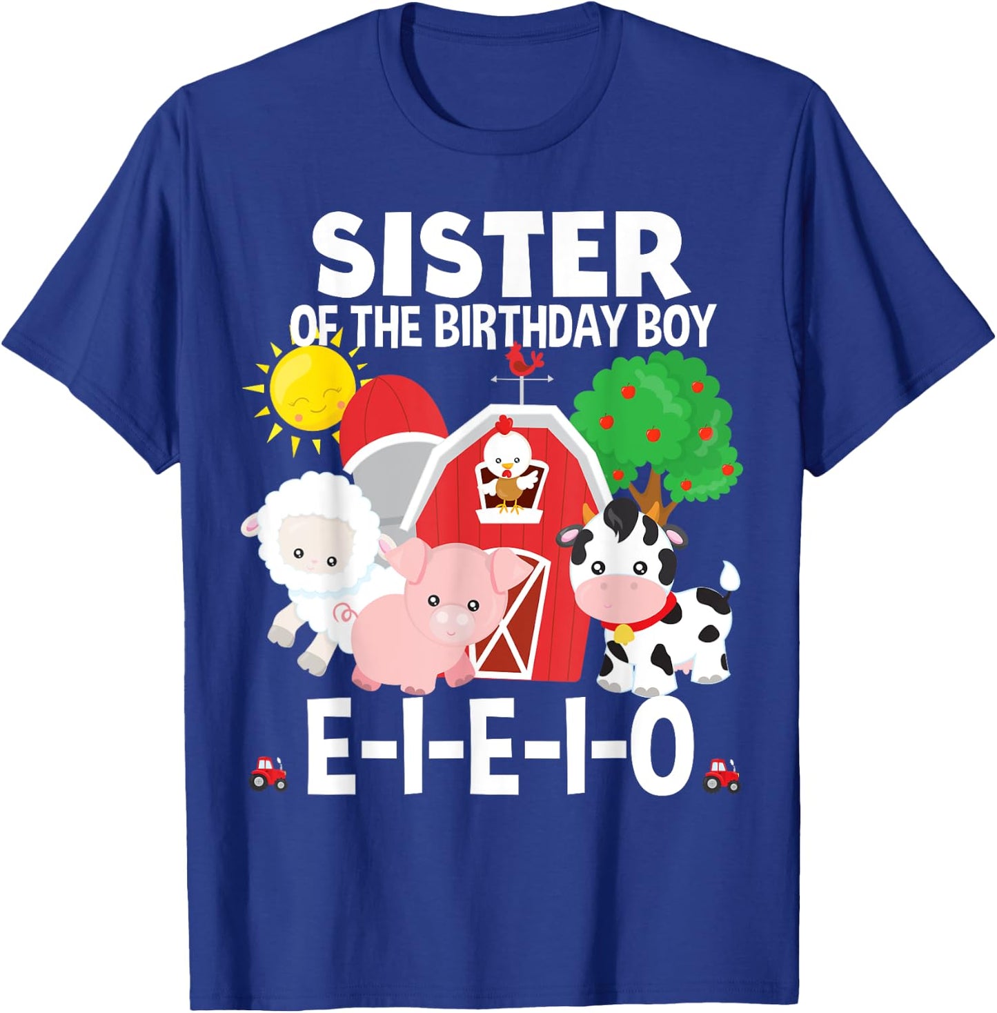 Sister Birthday Boy Old MacDonald Birthday Party Matching T-Shirt - T-Shirt | Royal