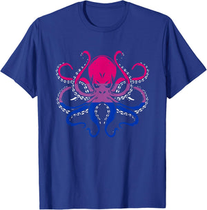 LGBT-Q Octopos Bisexual Pride LGBT-Q Ally Marine Animal T-Shirt - T-Shirt | Royal