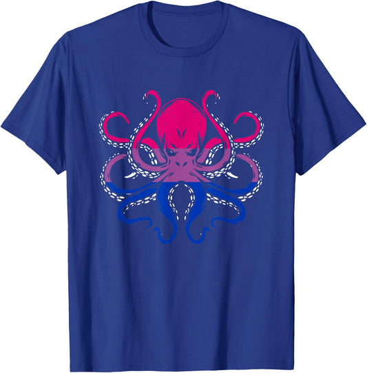 LGBT-Q Octopos Bisexual Pride LGBT-Q Ally Marine Animal T-Shirt - T-Shirt | Royal