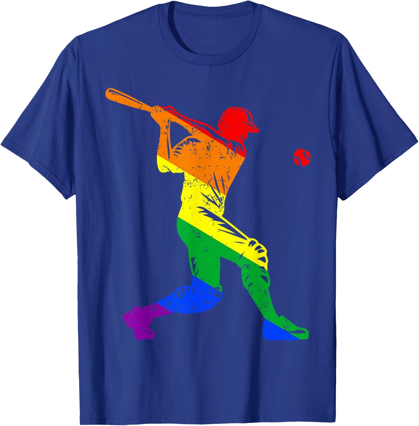 Funny Baseball Player Rainbow Flag Gay Lesbian Pride LGBT T-Shirt - T-Shirt | Royal