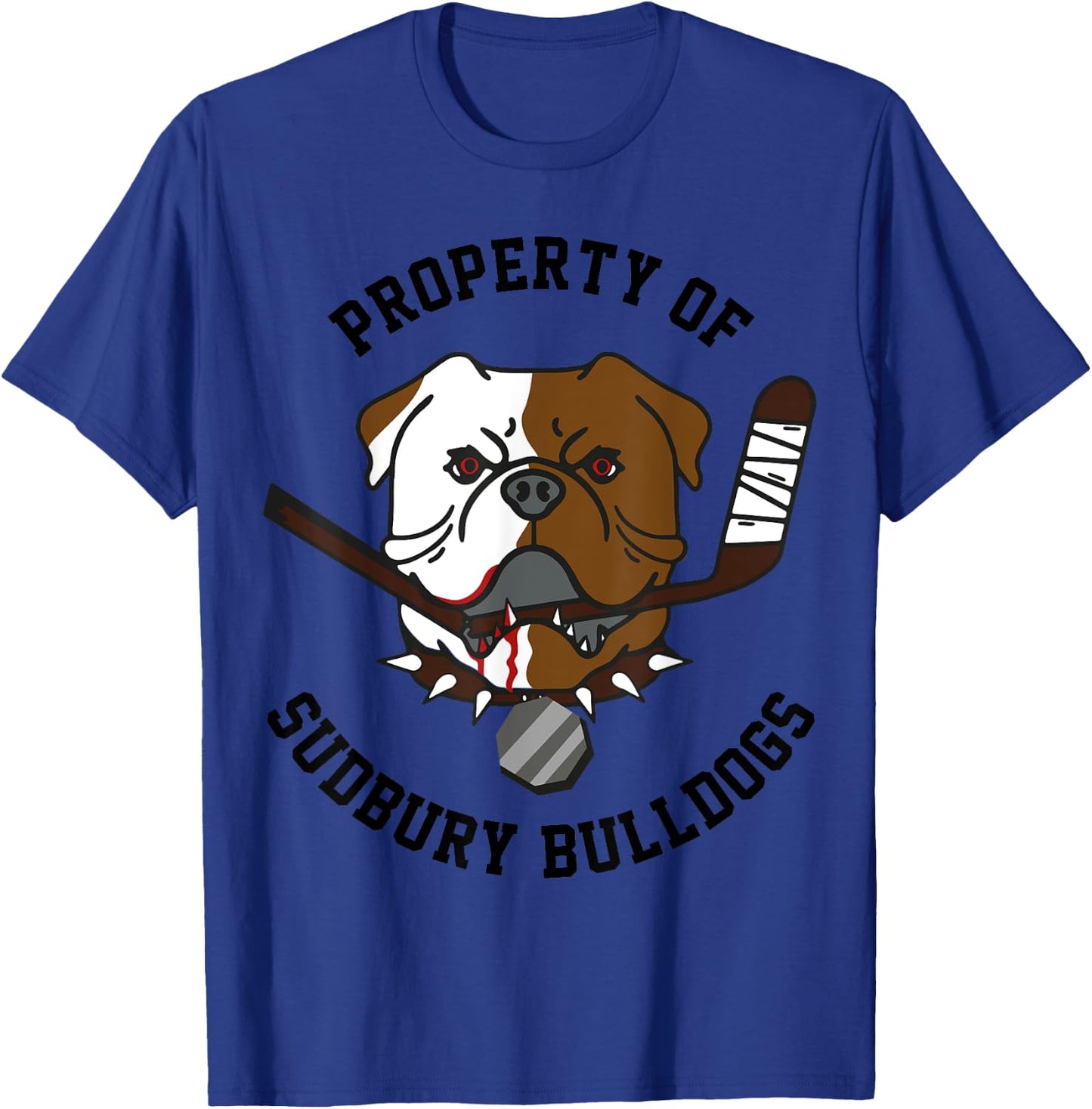Retro Bulldog Property of Sudbury Bulldogs Classic Vintage Cartoon - Grey, Small T-Shirt - T-Shirt | Royal