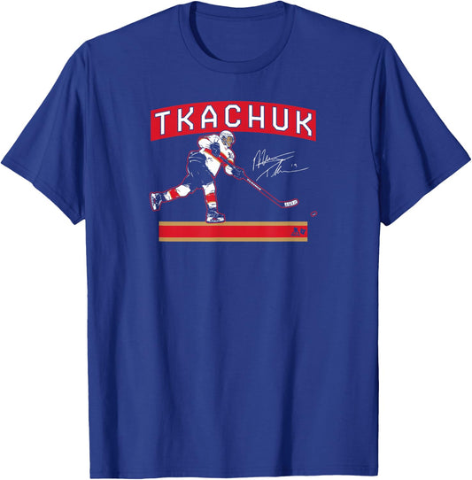 Matthew Tkachuk: Slap Shot Star - Florida Hockey - NHLPA T-Shirt - T-Shirt | Royal