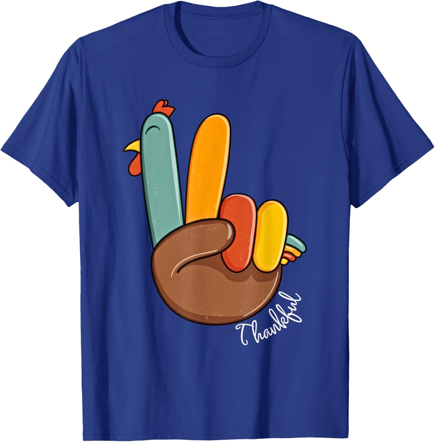 Peace Sign Turkey Hand Cool Thanksgiving Hippie - Men Women T-Shirt - T-Shirt | Royal