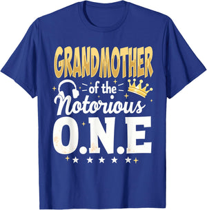 1st Birthday Grandma Grandmother Of Notorious One T-Shirt - T-Shirt | Royal