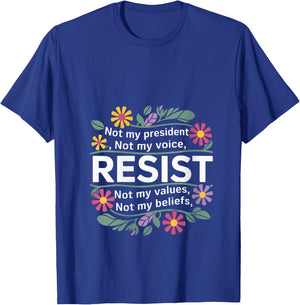 Floral Resist Not My President Anti-Trump V-Neck T-Shirt - T-Shirt | Royal