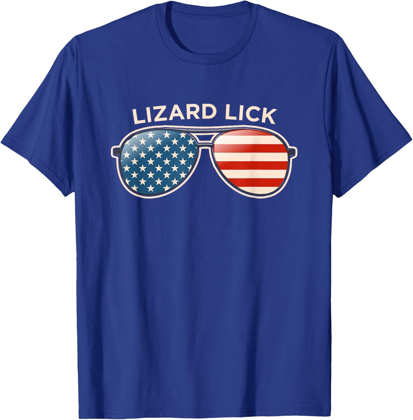 Lizard Lick, NC Vintage US Flag Sunglasses T-Shirt - T-Shirt | Royal