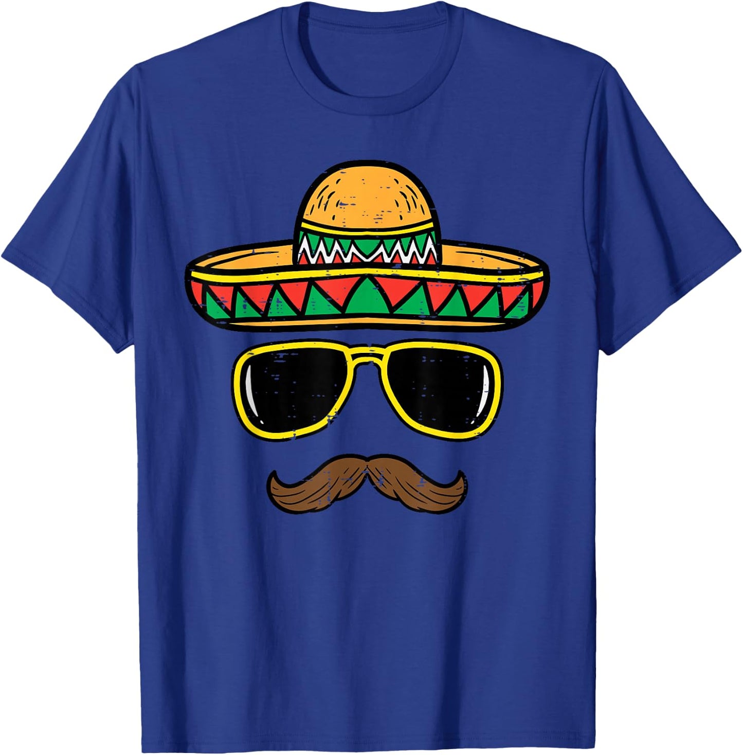 Sombrero Face Cinco De Mayo Mexican Fiesta Party Kids Boys , black, s T-Shirt - T-Shirt | Royal