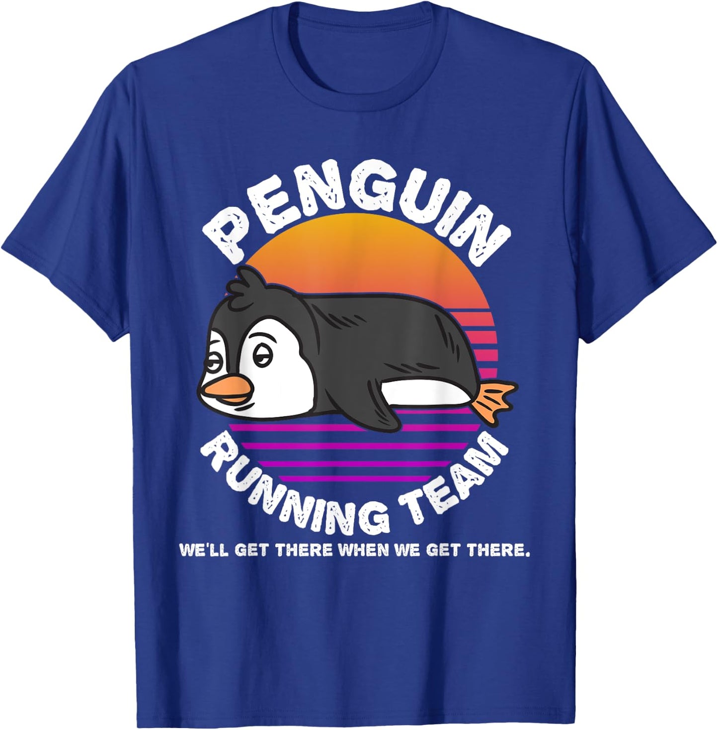 Funny Penguin Running Team Shirt Kids Men Women Gift T-Shirt - T-Shirt | Royal