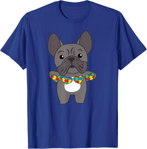 Autism Awareness Month Puzzle Heart french bulldog dog Women Kids T-Shirt - T-Shirt | Royal