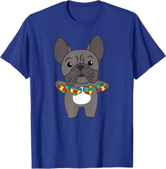 Autism Awareness Month Puzzle Heart french bulldog dog Women Kids T-Shirt - T-Shirt | Royal