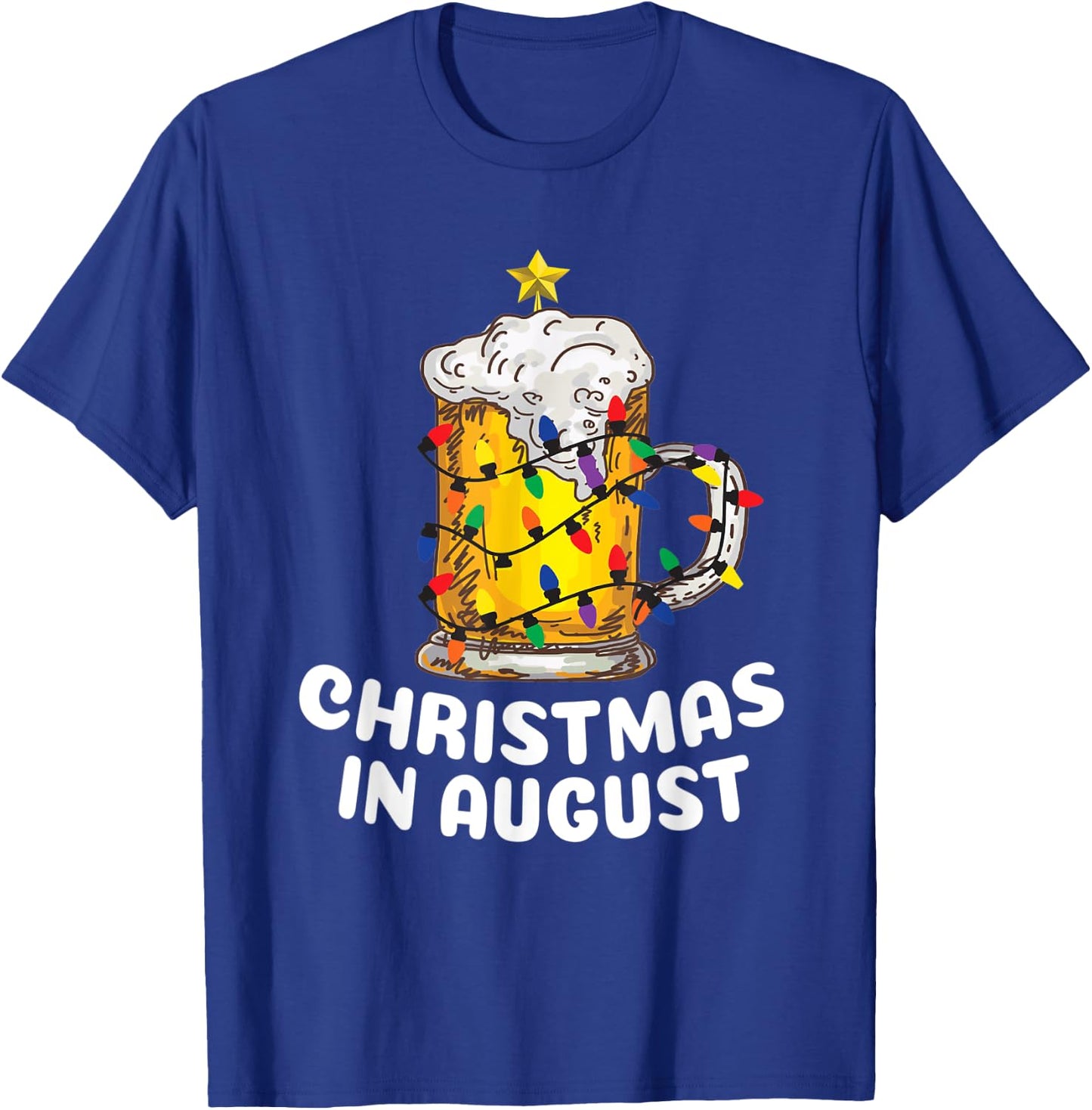 Awesome Beer Xmas Tree Summer For Christmas In August Men Women T-Shirt - T-Shirt | Royal