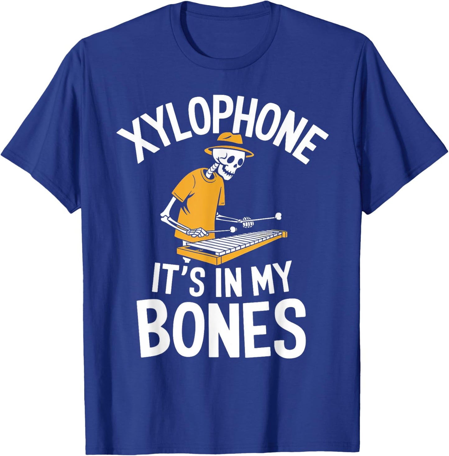 Funny Xylophonist Skeleton Playing Xylophone T-Shirt - T-Shirt | Royal