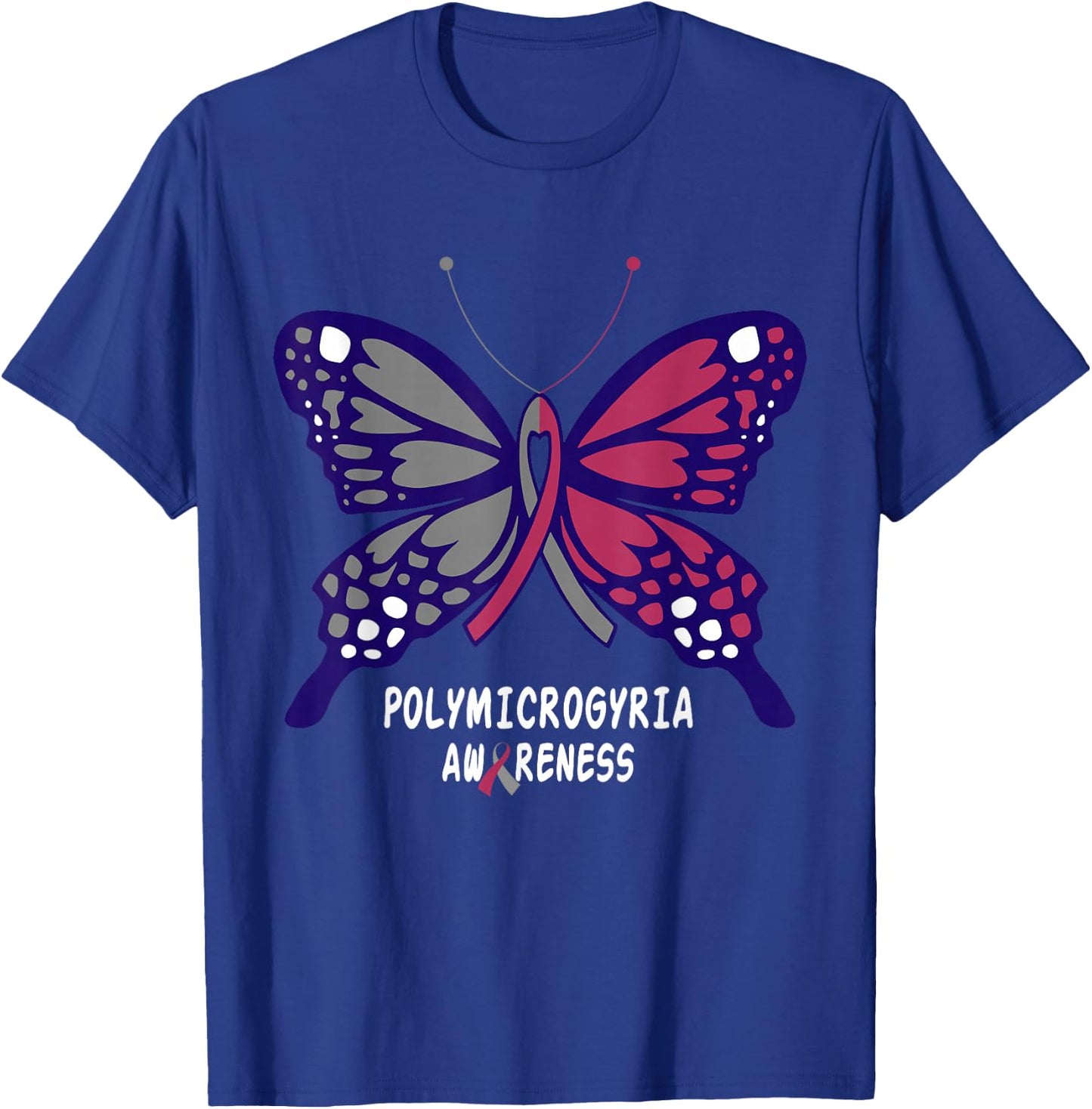 Polymicrogyria Awareness Butterfly T-Shirt - T-Shirt | Royal